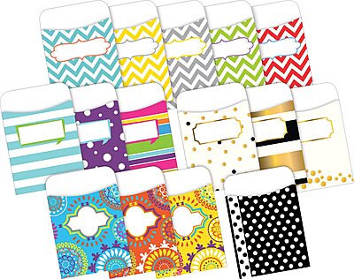 Barker Creek Peel & Stick Library Pockets, Curated Collection, 15 Designs, 3-1/2" x 5-1/8", 150 per Set (3533)