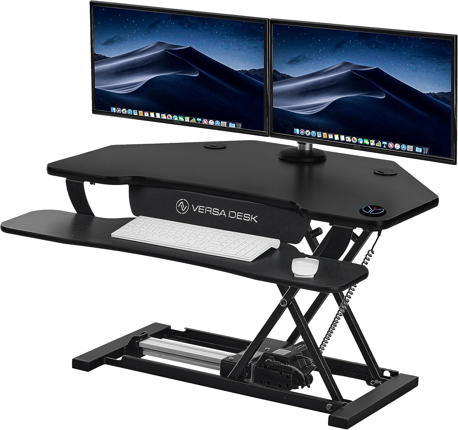 VERSADESK® PowerPro™ 36" Corner Standing Desk Converter, 36 Inch Motorized Height-Adjustable Standup Desk Riser Sit to Stand