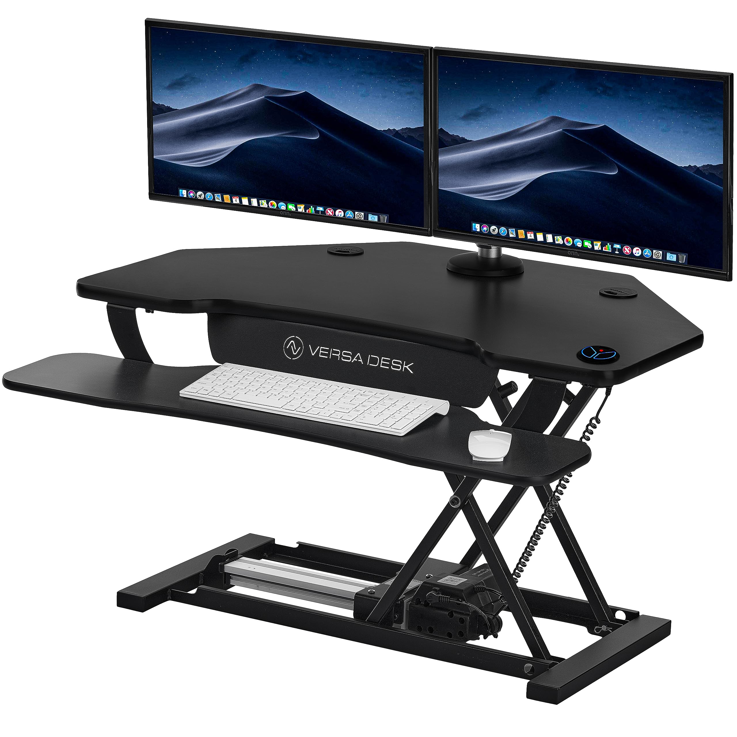 VERSADESK® PowerPro™ 36" Corner Standing Desk Converter, 36 Inch Motorized Height-Adjustable Standup Desk Riser Sit to Stand