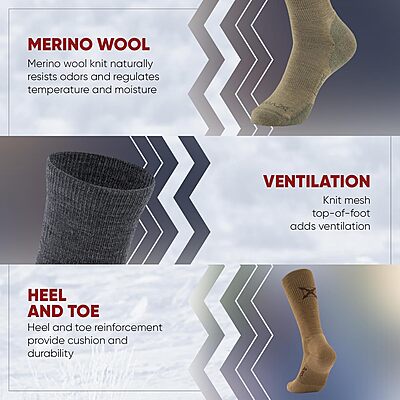 Vertx VaporCore Mens 10" Crew Socks Merino Wool Moisture-Wicking Tactical