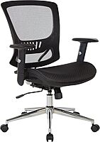 Office Star Mesh Seat and Back Office Task Chair with Lumbar Support and Height Adjustable Arms