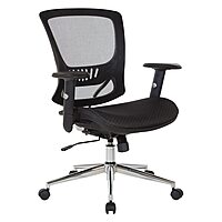 Office Star Mesh Seat and Back Office Task Chair with Lumbar Support and Height Adjustable Arms
