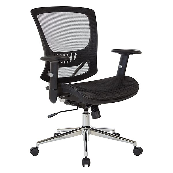 Office Star Mesh Seat and Back Office Task Chair with Lumbar Support and Height Adjustable Arms