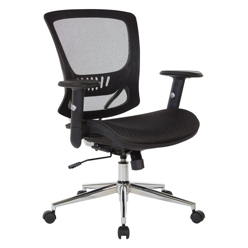 Office Star Mesh Seat and Back Office Task Chair with Lumbar Support and Height Adjustable Arms