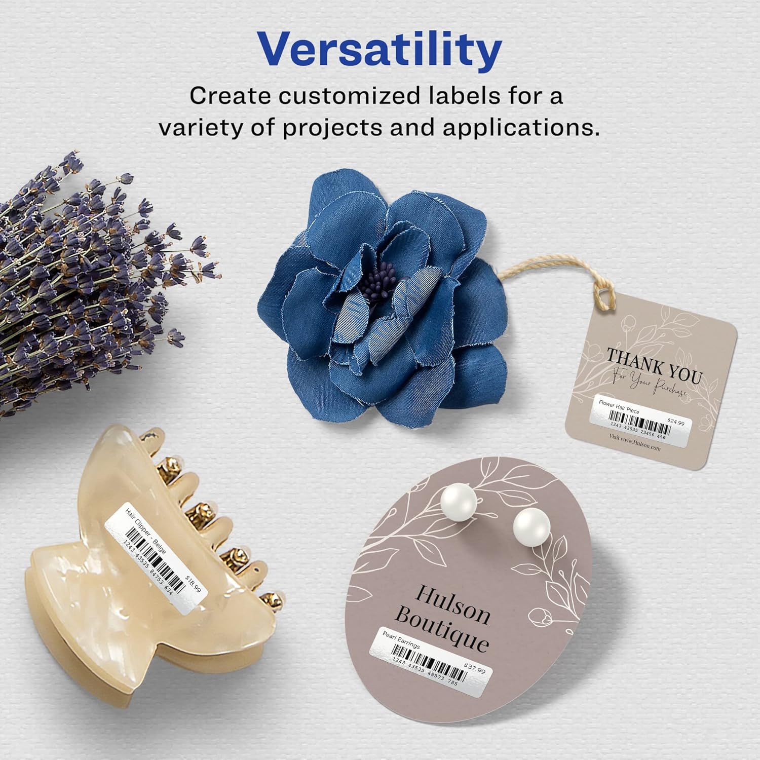 Avery Glossy White Rectangle Labels, Sure Feed Technology, 1" x 1.5", Print-to-The-Edge, Permanent Adhesive