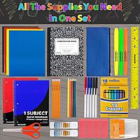 Trail maker 45 Piece School Supply Kit Grades K-12 - School Essentials Includes Folders Notebooks Pencils Pens and Much More!