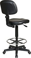 Office Star DC Series Adjustable Drafting Chair with Foot Ring and Sculptured Foam Seat, Black Vinyl