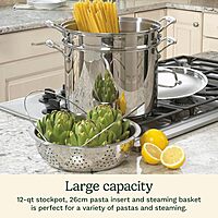 Cuisinart 4-Piece Cookware Set, 12 Quarts, Chef's Classic Stainless Steel Pasta/Steamer, 77-412P1