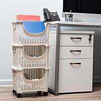 Mind Reader Plastic Storage Cart, Kitchen Storage, Rolling, Toy Storage, Laundry, Kitchen, 14.75" L x 11" W x 28.25" H, Ivory