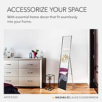 Adesso Alice Floor Mirror, Freestanding, Full Length Mirror with Foldable Kickstand, Lightweight, Brushed Steel Frame