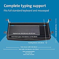 Kensington Keyboard Tray Under Desk, SmartFit Ergonomic Slide-Out Keyboard Drawer with Cable Management, Extra-Wide Height Adjustable Keyboard Holder, 24.5" x 11.75", Black K60004US