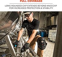 Ergodyne ProFlex 345 Professional Knee Pads, Protective Long Cap, Injected Gel Padded Technology, Adjustable Straps, Black