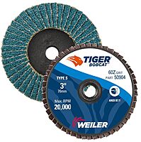 WEILER BobCat Zirconia Alumina Flap Discs, Plastic Backing, for Die Grinders