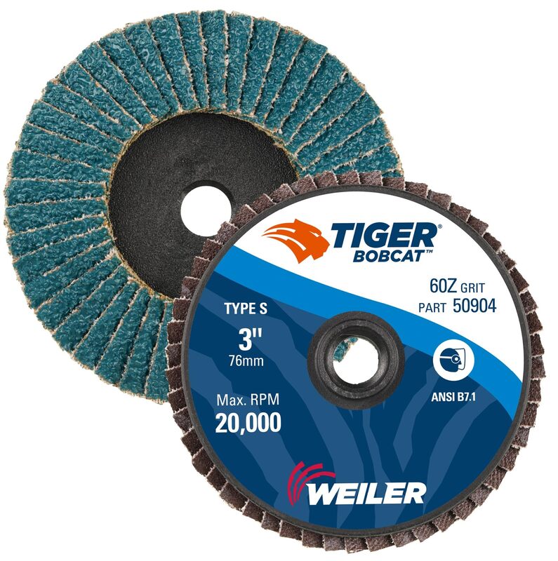 WEILER BobCat Zirconia Alumina Flap Discs, Plastic Backing, for Die Grinders