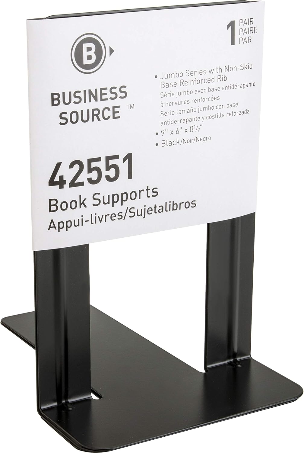 Business Source Heavy-gauge Steel Book Supports - 8.50inx9inx 6in Depth - Desktop - Non-skid Base, Scratch Resistant