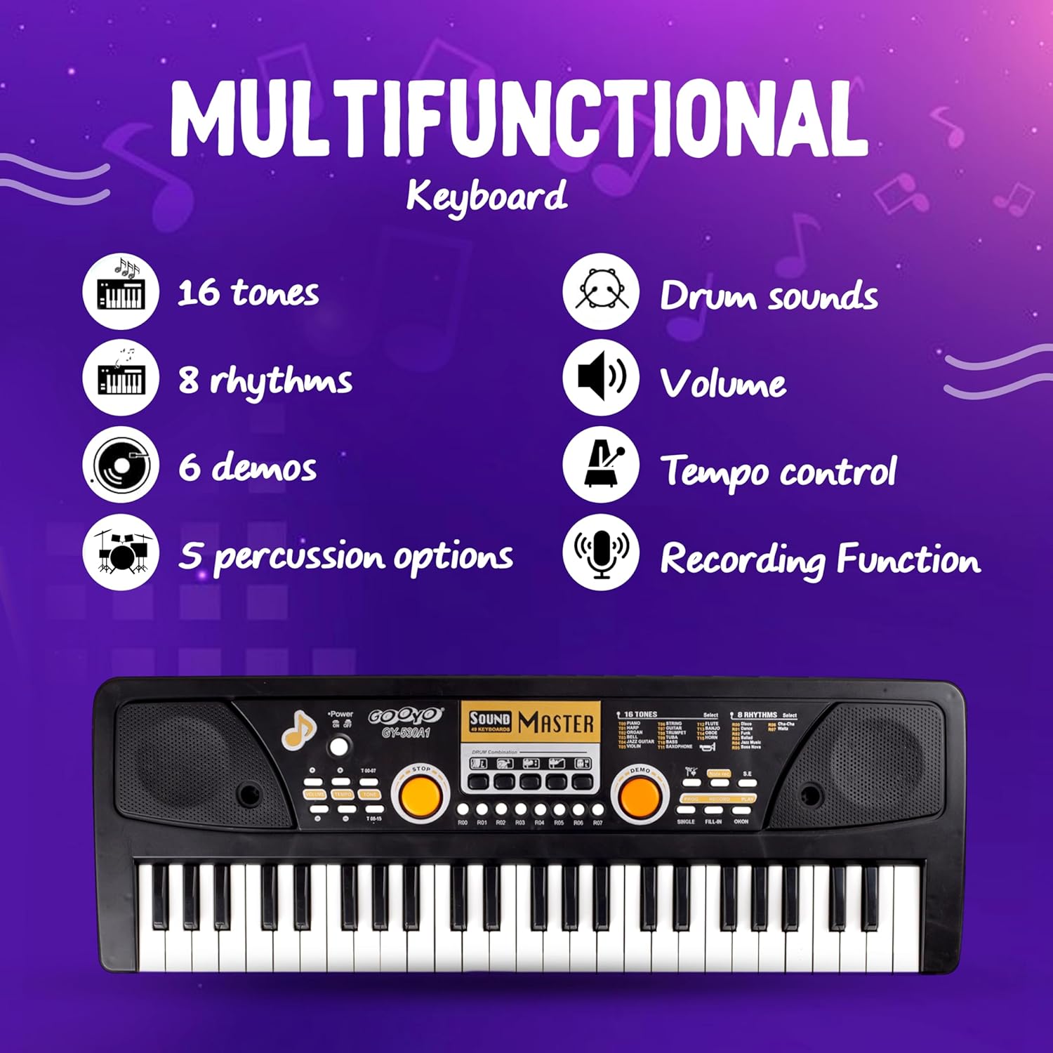 Gooyo GY-530A1 49-Key Musical Piano Keyboard with Microphone