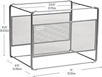 Mind Reader Hanging File Folder Organizer, Desktop Organizer, Metal Mesh, 13" L x 9.75" W x 10.25" H
