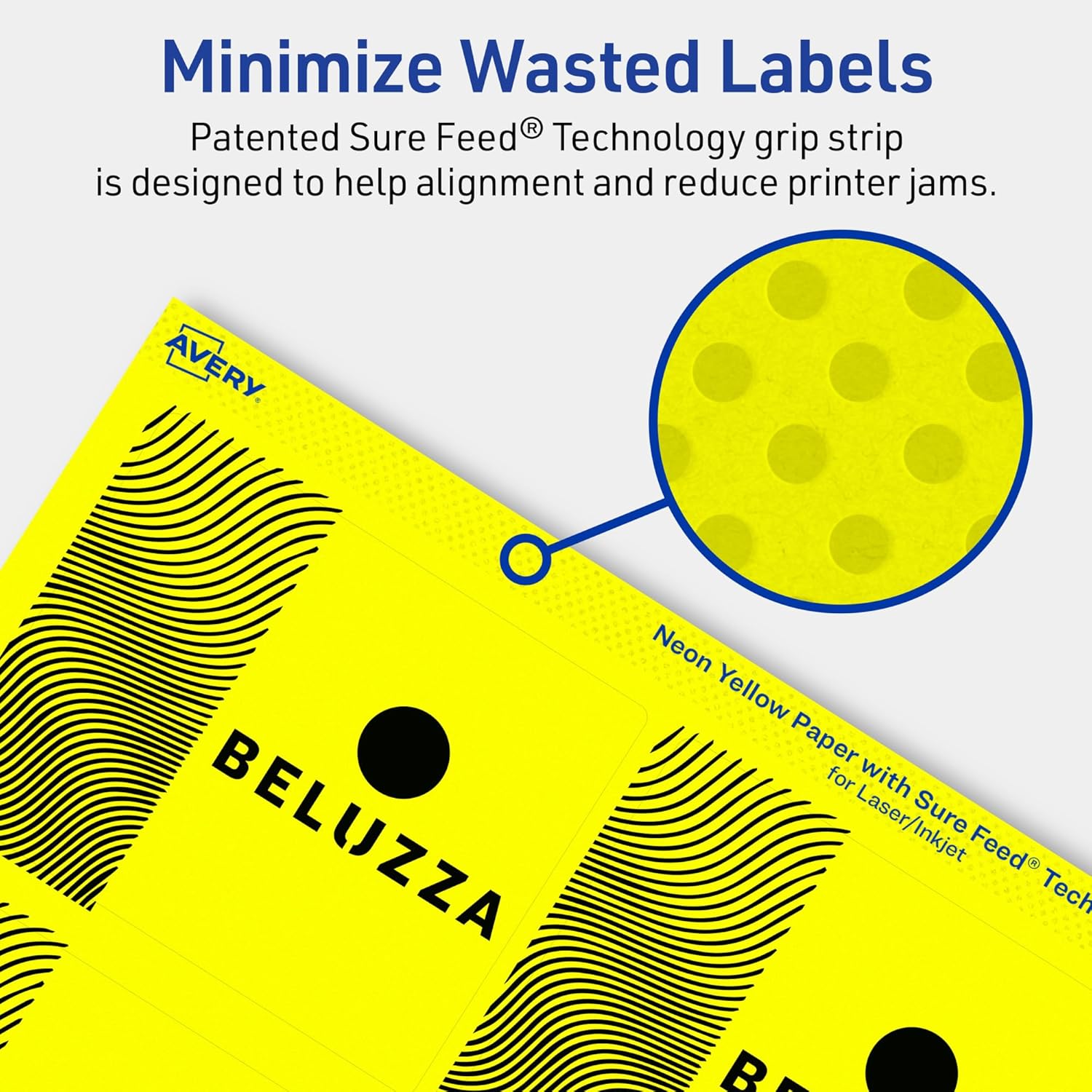 Avery Printable Rectangle Labels, Sure Feed Technology, 3" x 3.75", Neon Yellow Labels, Print-to-The-Edge