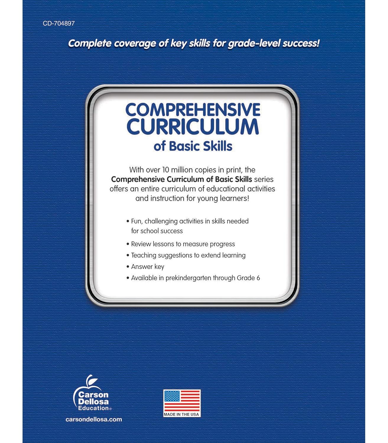 Carson Dellosa Comprehensive Curriculum of Basic Skills 4th Grade Workbook, Reading Comprehension, Language Arts, Spelling