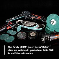 3M Green Corps Roloc Disc 36525, 40+ Grit, 2 in, Pack of 25 Heavy Duty, Quick Change Discs for Grinding, Coating Removal