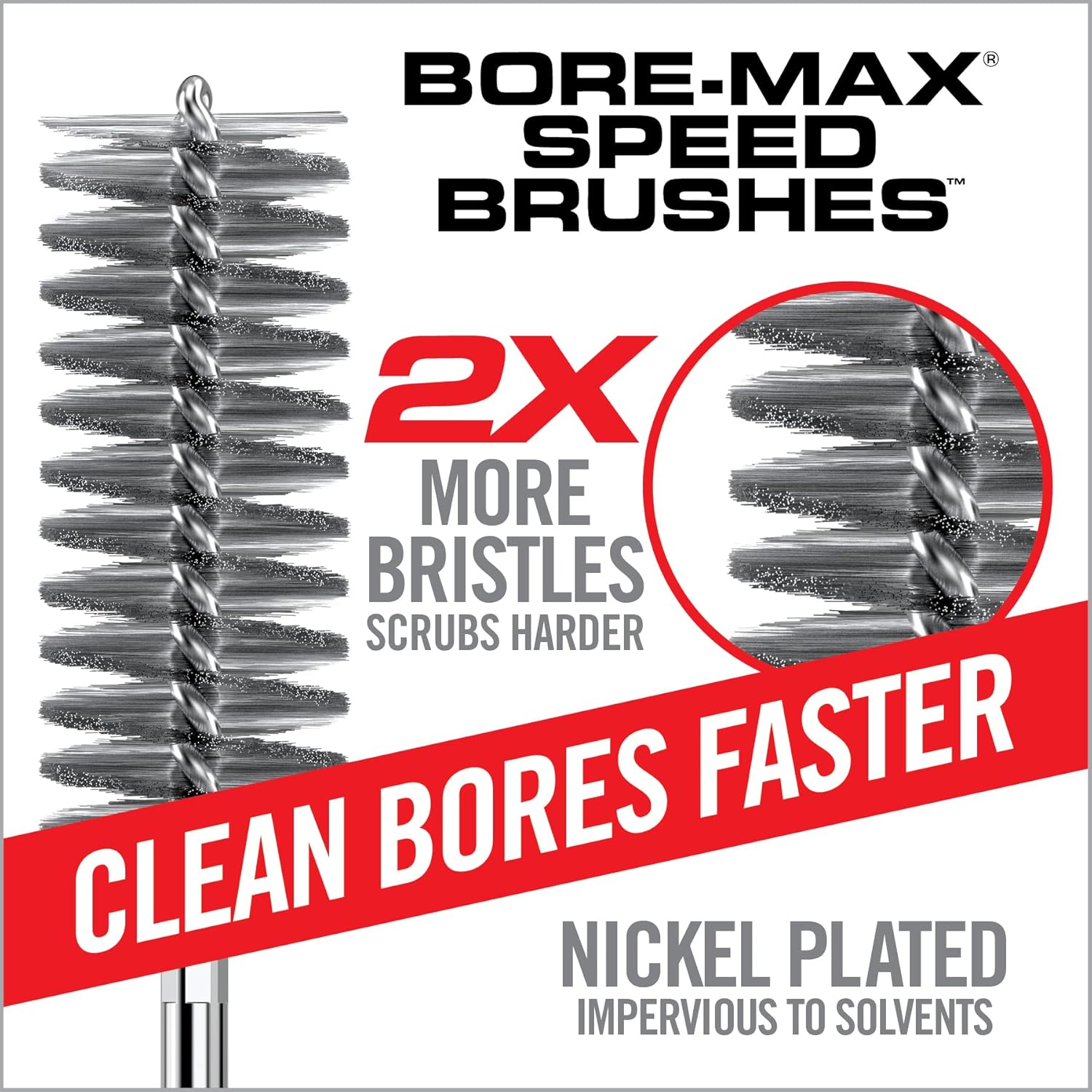 Real Avid Bore-Max Bore Brush, Nickel-Plated Bronze Barrel Brush with Stainless Steel Handle