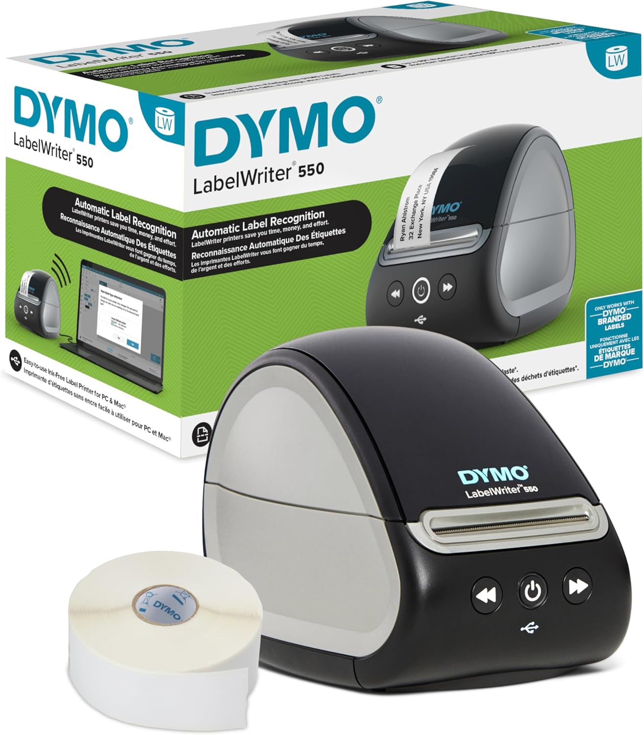 DYMO LabelWriter 550 Series Label Printer with Dymo-Branded Label Compatibility Automatic Recognition Low Waste Optimized