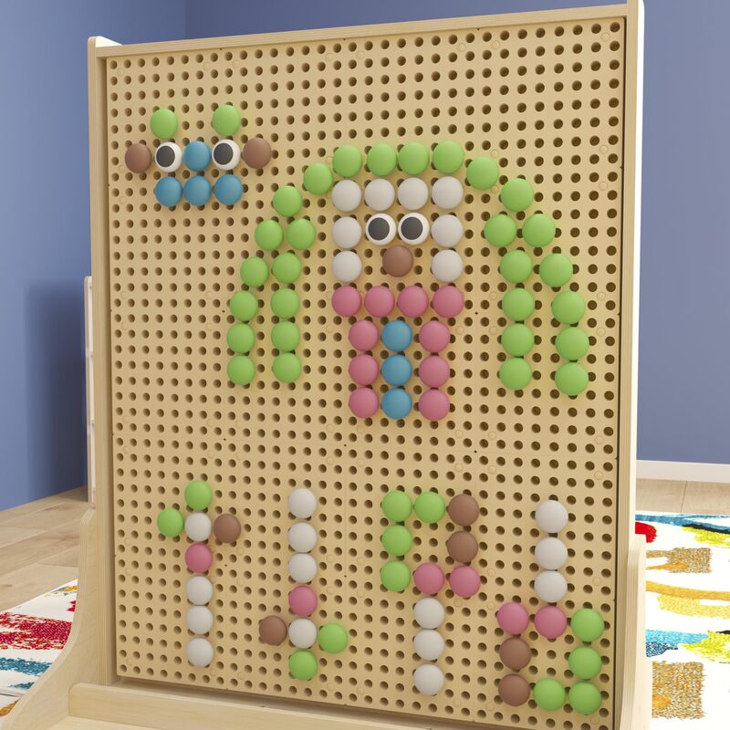 Flash Furniture Bright Beginnings Commercial Grade 64-Piece Jumbo Peg Accessory Pack For Modular STEAM Walls