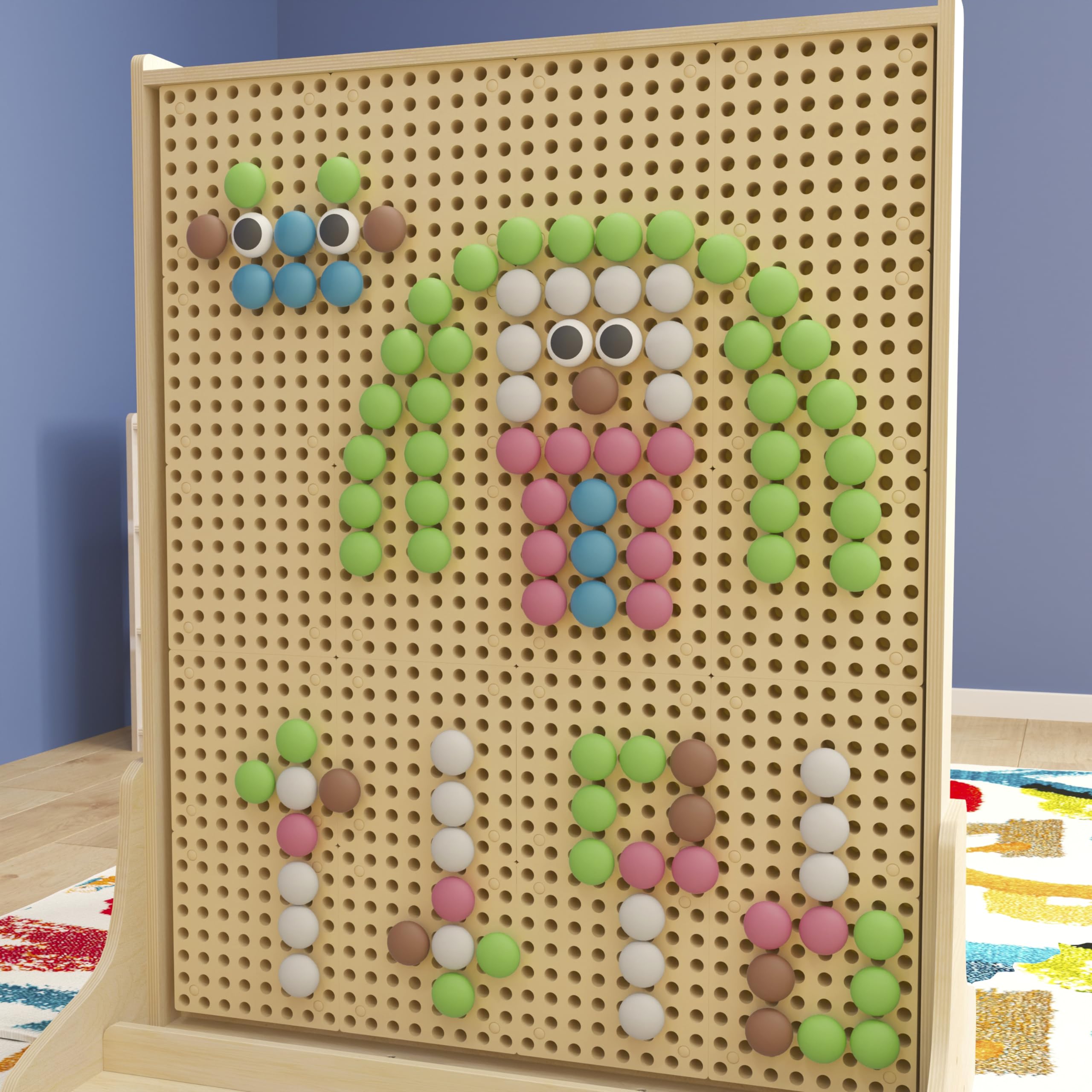 Flash Furniture Bright Beginnings Commercial Grade 64-Piece Jumbo Peg Accessory Pack For Modular STEAM Walls