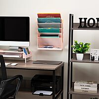 Mind Reader 5-Tier Vertical File Holder, Desktop Organizer, Wall Mount