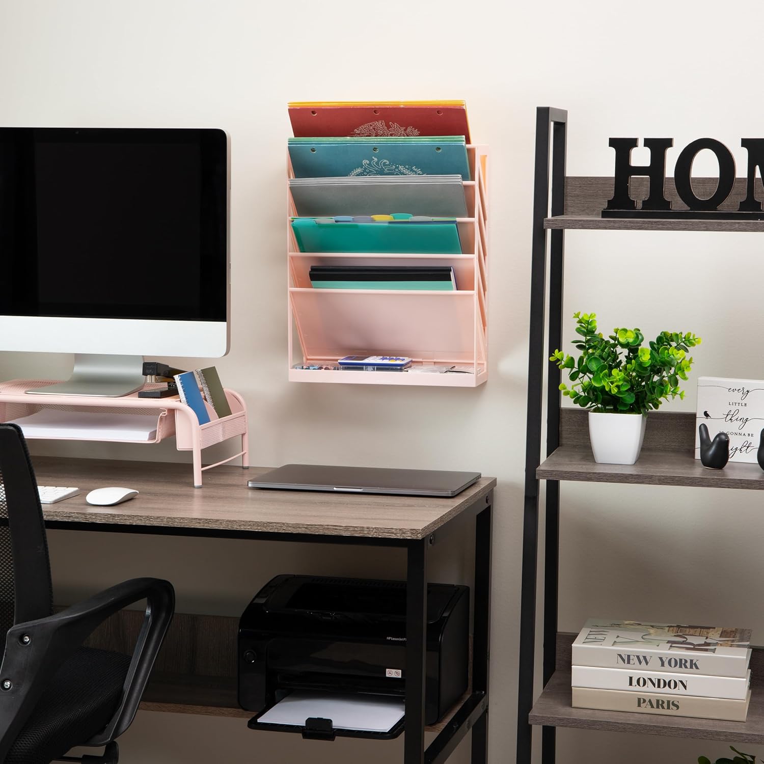 Mind Reader 5-Tier Vertical File Holder, Desktop Organizer, Wall Mount
