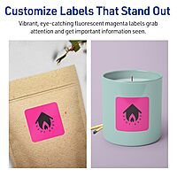 Avery Printable Square Labels, Sure Feed Technology, 2-1/2" x 2-1/2", Neon Magenta Labels, Laser/Inkjet Printable, 90 Total