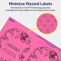 Avery Printable Arched Labels, Sure Feed Technology, 4-3/4" x 3-1/2", Bright Pink Labels, Print-to-The-Edge, Laser/Inkjet Printable, 40 Total, Great for Shipping and Wine Bottles 40 labels