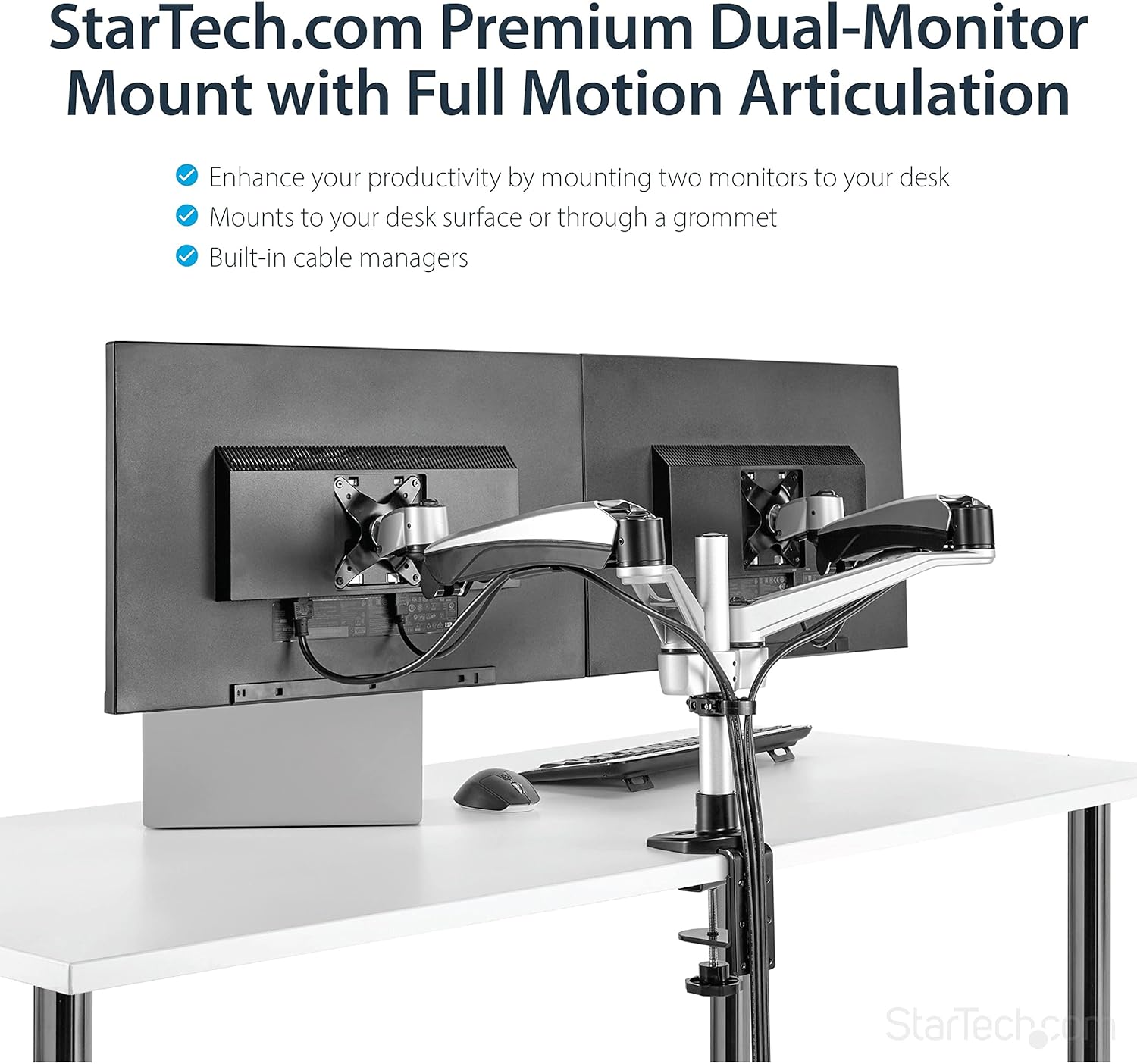 StarTech.com Desk Mount Monitor Arms - Articulating, Spring-Assisted, VESA 75x75/100x100