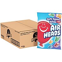 Airheads Candy, Soft Filled Bites, Assorted Flavors, Non Melting, Party, 6oz Bag, Box of 12 Bags Candy Original Fruit 6 Ounce (Pack of 12)