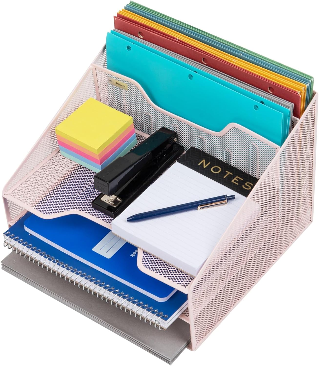 Mind Reader Desktop Organizer, Vertical File Holder, Paper Trays, Metal Mesh