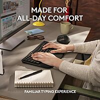 Logitech Wave Keys for Business, Wireless Ergonomic Keyboard with Cushioned Palm Rest, Secure Logi Bolt Technology, Bluetooth, Compatible with Windows/Mac/Chrome/Linux - Graphite One Size