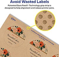 AVERY Kraft Brown Round Labels, Sure Feed Technology, 2.25" Diameter, Print-to-The-Edge, Laser/Inkjet Printable