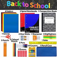 Trail maker 45 Piece School Supply Kit Grades K-12 - School Essentials Includes Folders Notebooks Pencils Pens and Much More!