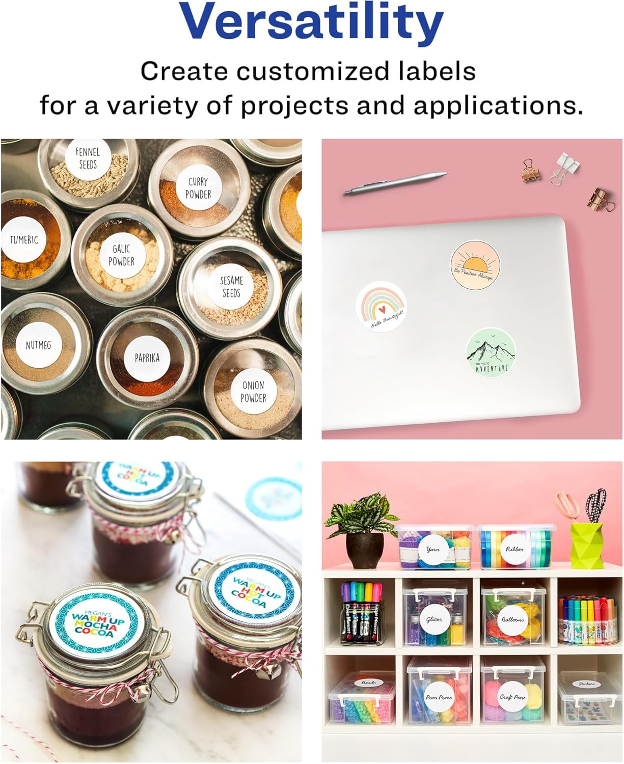 Avery Matte White Removable Round Labels, Sure Feed Technology, Print-to-The-Edge, 1-2/3" Diameter, 300 Removable Labels