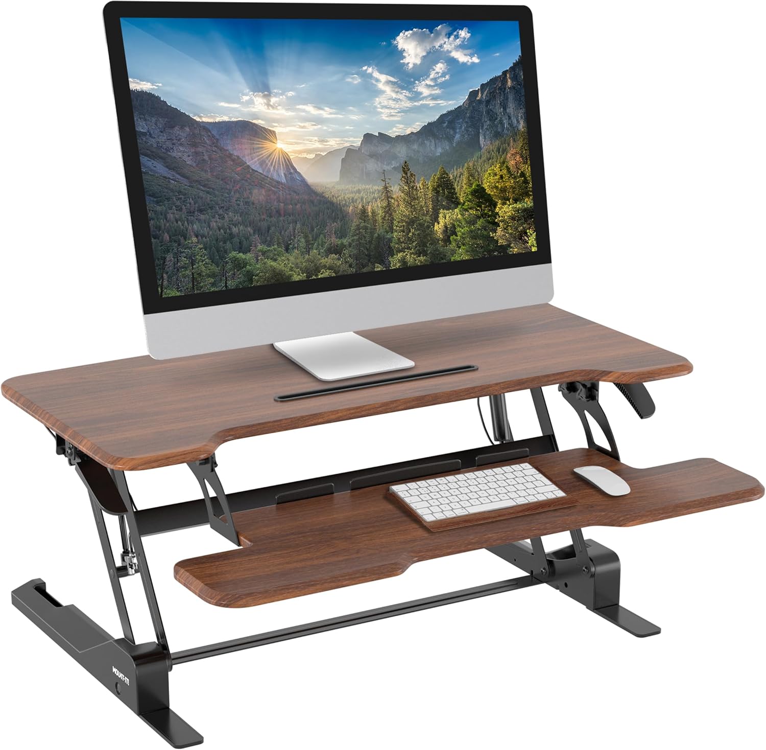 Mount-It! 38in Wide Height Adjustable Standing Desk Converter with Keyboard Tray