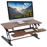 Mount-It! 38in Wide Height Adjustable Standing Desk Converter with Keyboard Tray