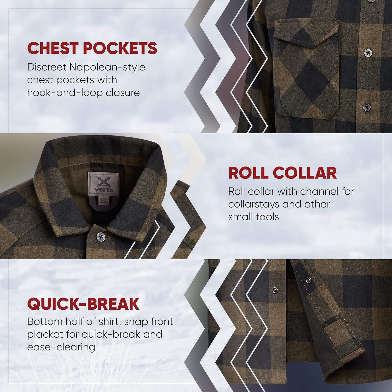 VERTX Canyon Valley Mens Tactical Flannel Shirt Long Sleeve