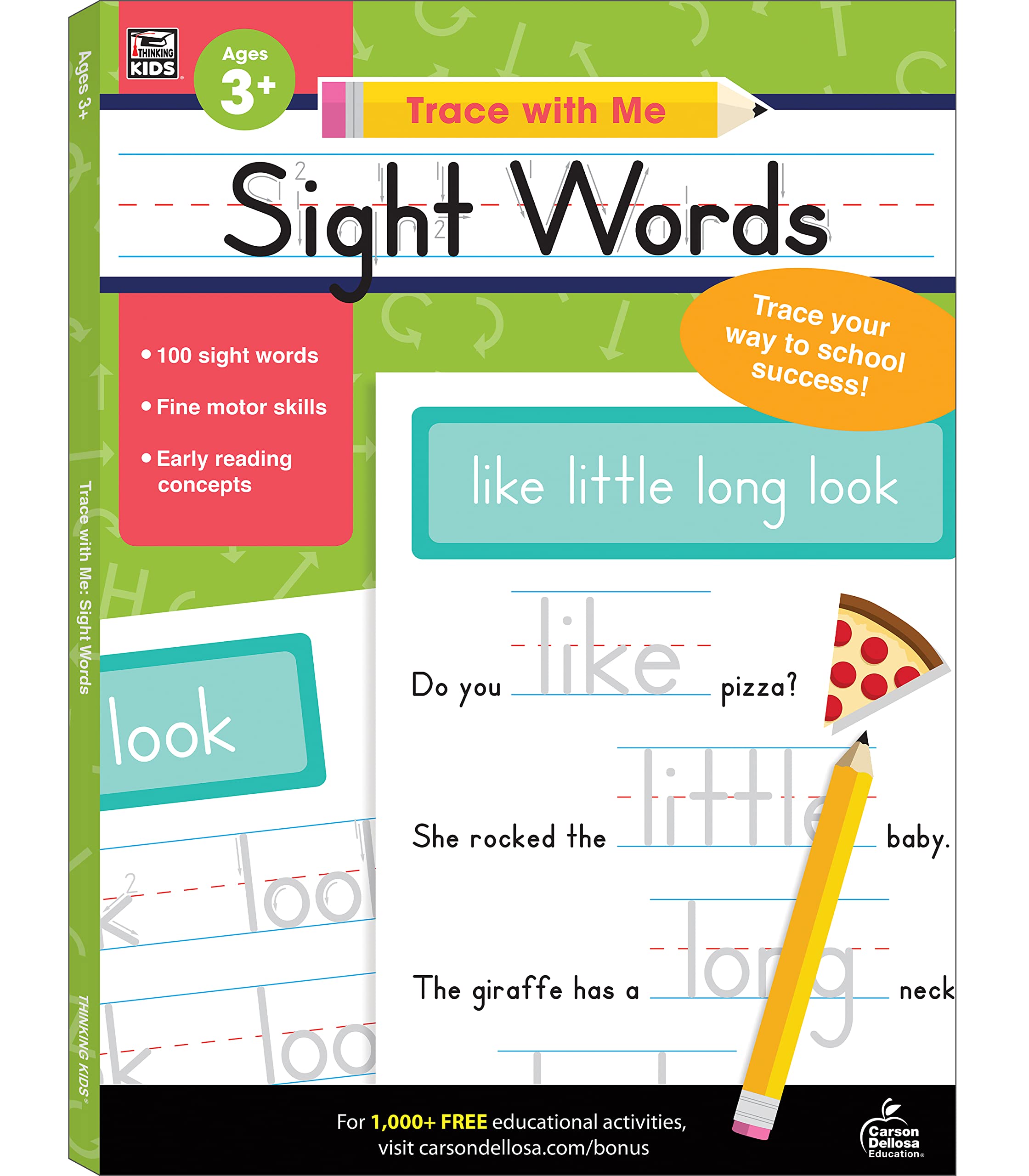 Carson Dellosa Trace With Me: Sight Words Handwriting Workbook for Kids Ages 3