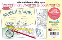BARKER CREEK Recognition Awards and Bookmarks, Color Me Student of The Week, Awards are 6-3/8" x 5-1/2"