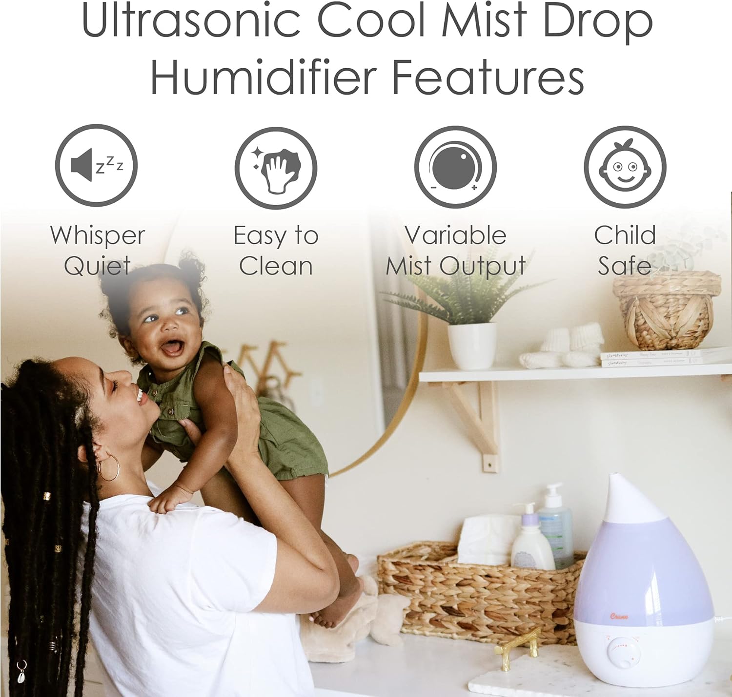 CRANE Drop 1-Gallon Ultrasonic Cool Mist Humidifier