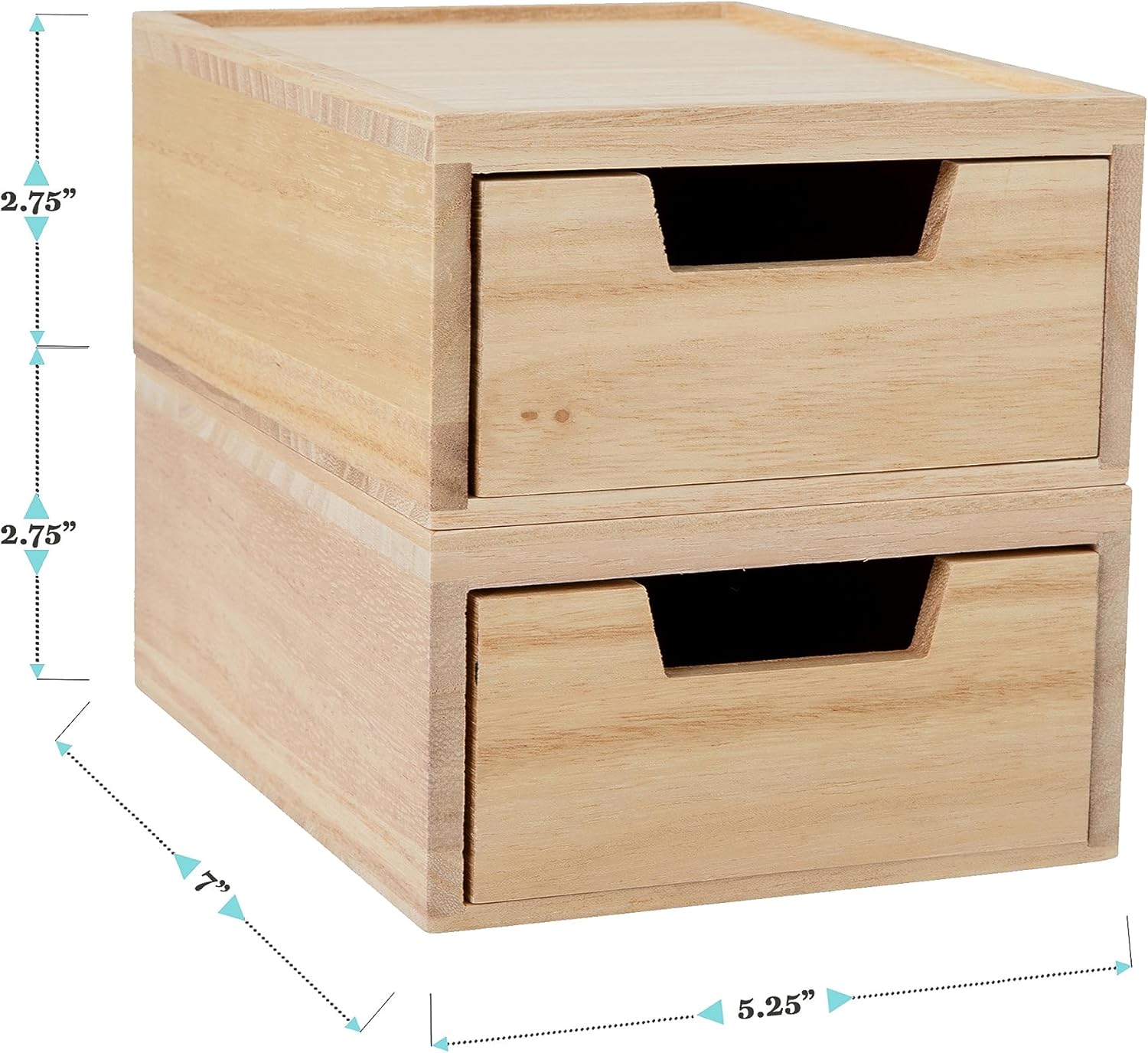 MARTHA STEWART Weston Stackable Wooden Storage Boxes with Pullout Drawers, Paulownia Wood Organizers
