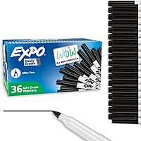 EXPO Low Odor Ultra Fine Dry Erase Markers, Black, 36 Count