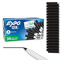 EXPO Low Odor Ultra Fine Dry Erase Markers, Black, 36 Count