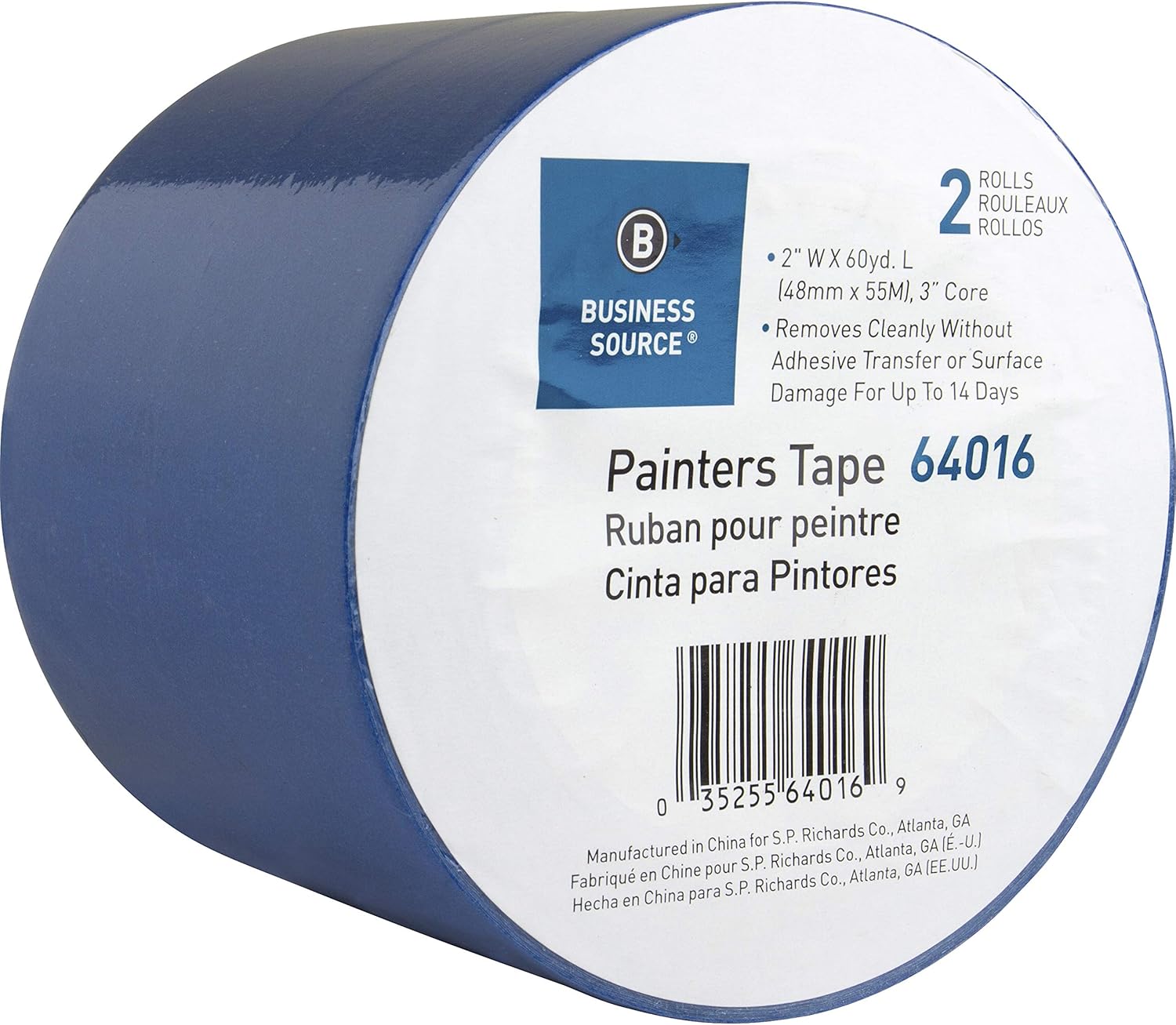 Sparco Multisurface Painters Tape, 2in x 60 Yd., Smooth Finish, Blue, Pack Of 2