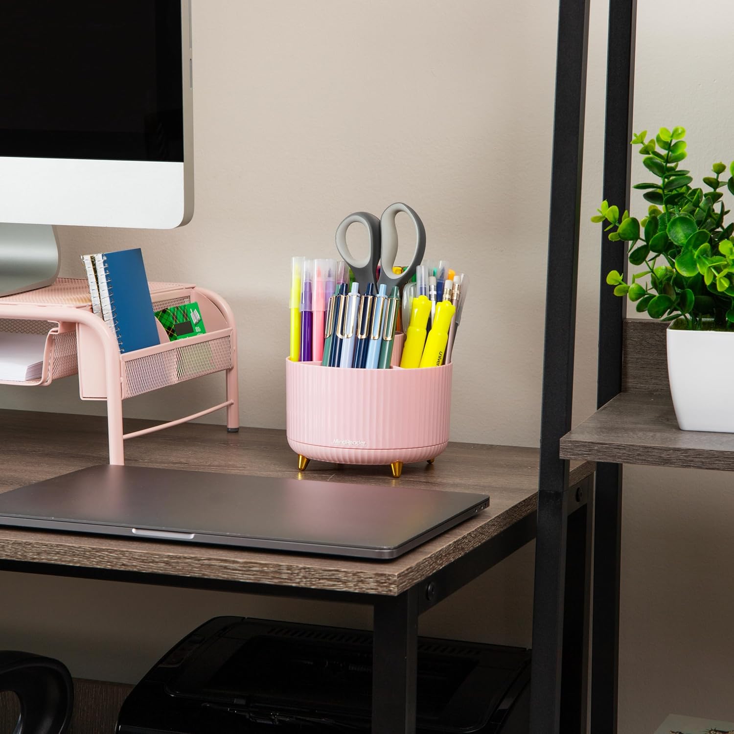 Mind Reader Rotating Pen Cup Accessory Holder Desktop Organizer